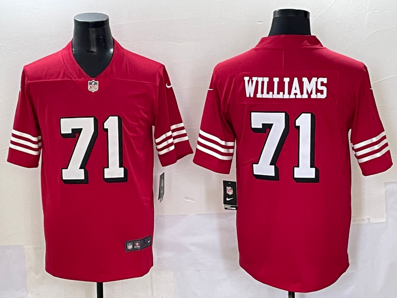 Men San Francisco 49ers #71 Williams red 2025 Nike Limited NFL Jersey 008